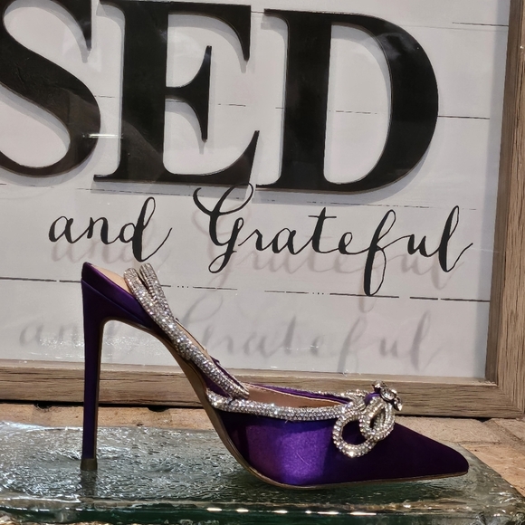 Steve Madden Viable Purple Satin with Rhinestone Bow Wmns Sz 7 - Picture 3 of 12